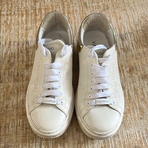 Valentino White and Gold Sneakers